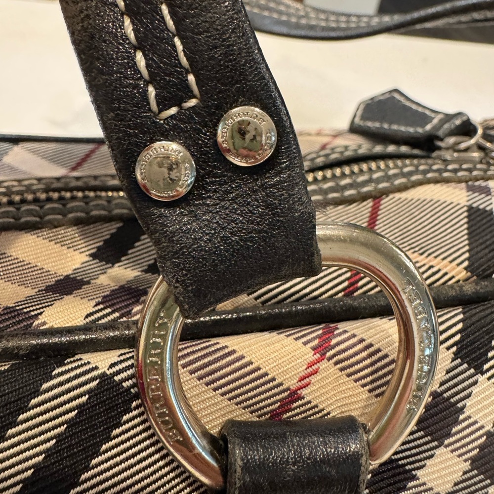 Authentic Burberry Blue Label Plaid Handbag with Black Accents - Picture 10 of 16